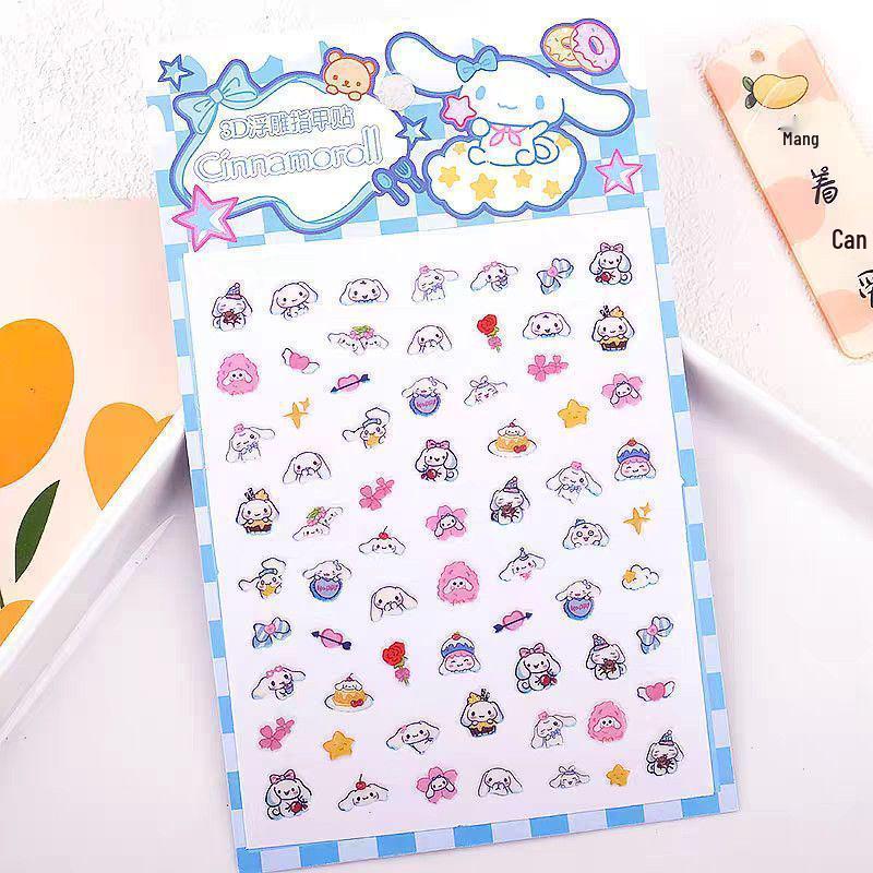 Eco-friendly 3D Kuromi Princess Nail Art Stickers: Decorative Stereo Patterns for Kids