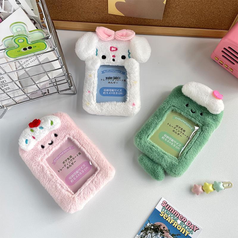 Cute Plush Dessert Card Holder: Transparent Storage for Meal, Bus, and ID Cards