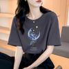 Women's 2025 Summer Unisex Round Neck Printed Short-Sleeve Loose Cotton T-Shirt