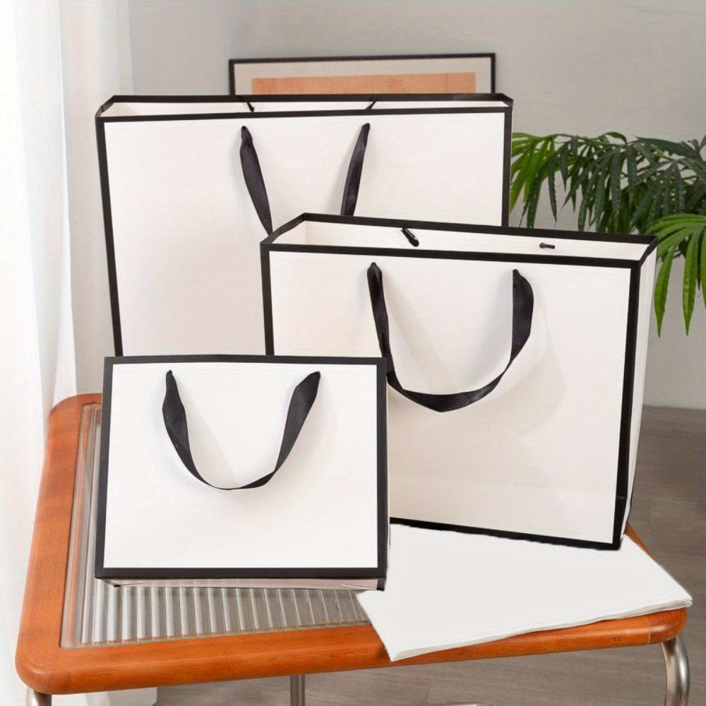 10pcs Treat Bags with Handle White Gift Bags Paper Handbag Shopping Bag Gift Wrap Bags for Wedding Parties Tote Bag Thank You Bags Gift Packaging Bag