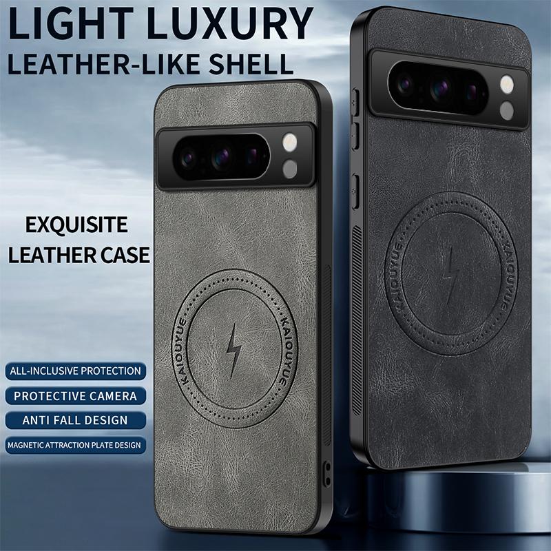 For google Pixel 8 Pro /Pixel 8Pro/Pixel 8A Case Simple Stylish Magnetic Suction Luxury Leather Skin-friendly Anti-drop Cover