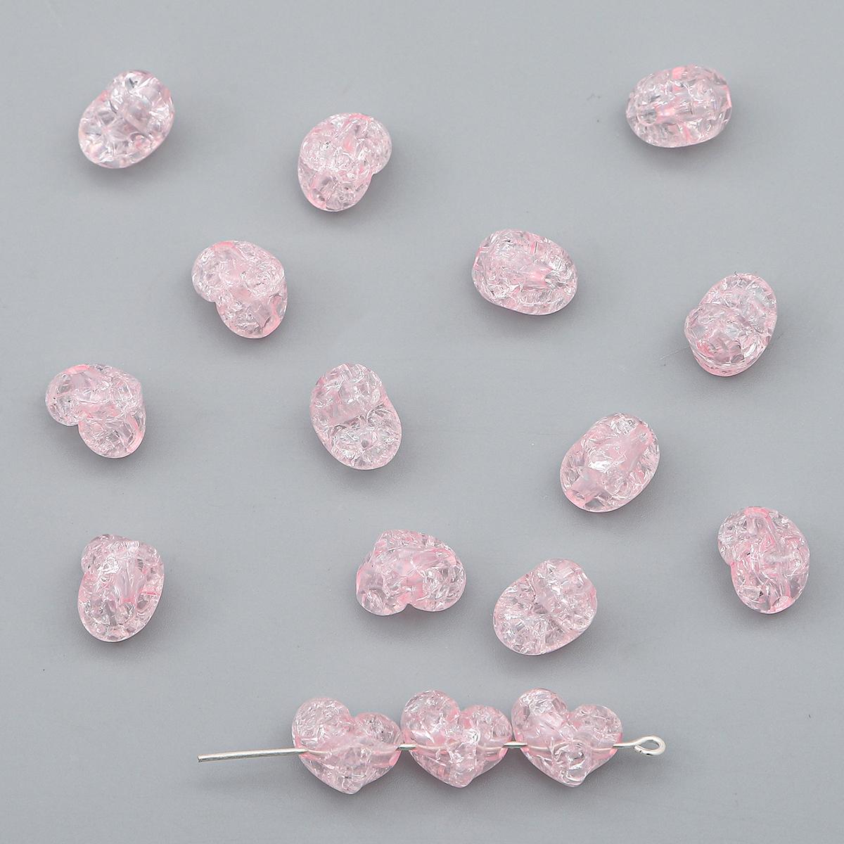 

55/70 шт. пластиковые акриловые бусины в форме сердца, модные свободные бусины-разделители для изготовления ювелирных изделий, сделай сам, шпилька, серьги, ожерелье, ручная работа 12x9mm 55pcs светло-розовый