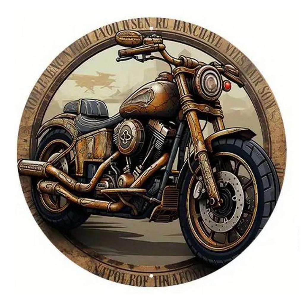 Vintage D Tłoczony Okrągły Metalowy Znak Motocyklowy Zestaw Retro Biker Chopper Dekoracja Ścienna do Garażu Jaskini Mężczyzny Baru Pubu Entuzjasta Motocykli