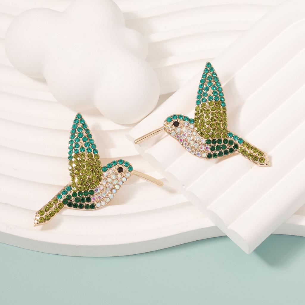 Pinkdudu Hummingbird Rhinestone Earrings Fashion Forward Alloy Studs with Colorful Crystal Details PD156