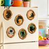 Metal Surface Decorative Magnet 1/6Pcs Halloween Oval Frame Fridge Magnet, Wooden Vintage Waterproof Magnets Refrigerator Kitchen Decoration