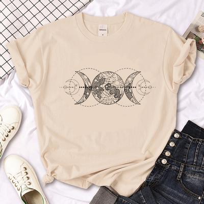 Witch Triple Moon Gothic Sun Top Women Streetwear T-shirts Female Graphic Y2k Clothing