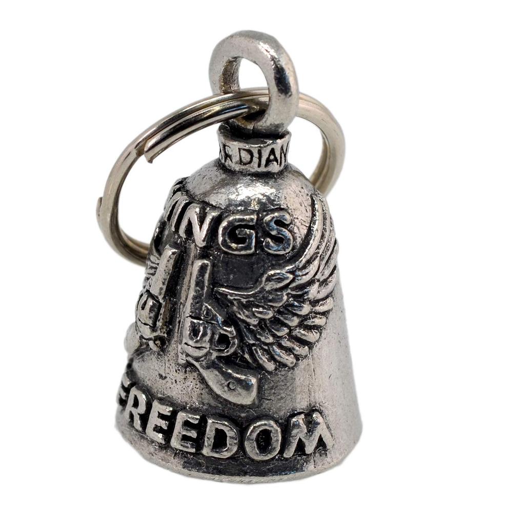 Guardian Bell USA AMGB-161 Wings of Freedom, Biker Amulet, Key Chain, Traffic Safety Bell Amulet, Pewter