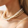 Women European Summer New Light Luxury Minimalist Pearl Necklace Fashion All Match French Retro Layered Choker