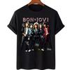 Bon Jovi Zespół Sygnatury Członków Czarna Bawełniana Koszulka Pełny Rozmiar S-5XL