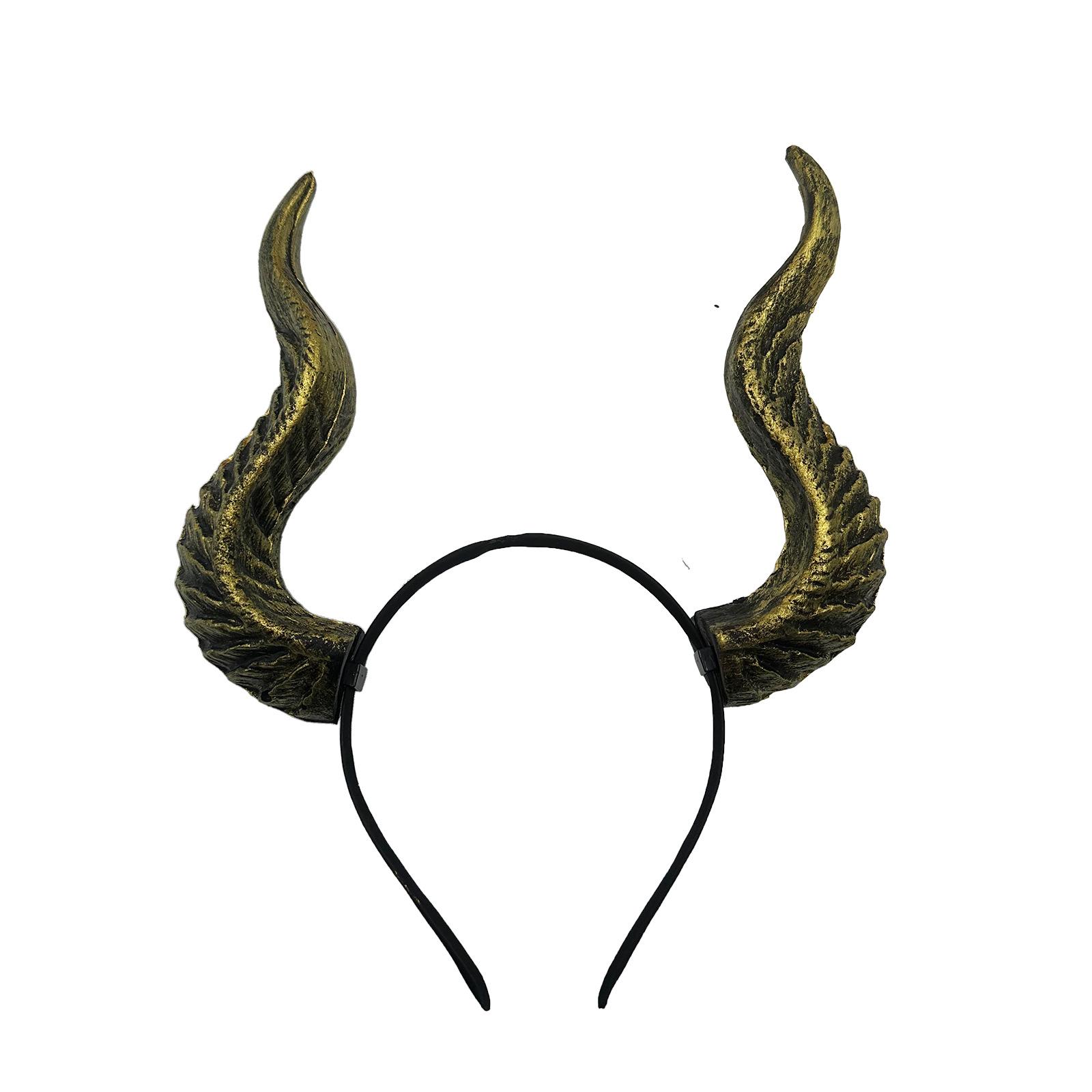 

Animal Horns Costume Striking Demon Horn Headband Sheep Horn Headband Comfortable Devil Horn Headdress For Halloween Party XXS золотой