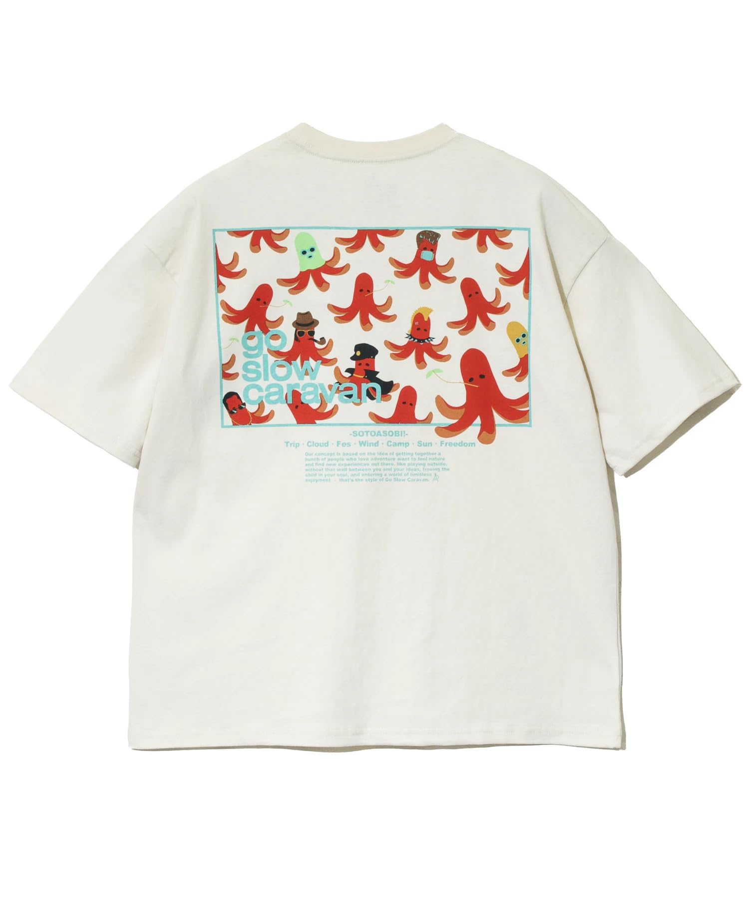 

[go slow caravan] 341915A USA/C Square Logo Back Print Relaxed T-Shirt, Ivory, Size L