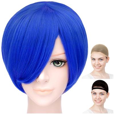CaseEden Cosplay Wig, Premium, Smooth Short Bob, Dark Blue, WIG6116