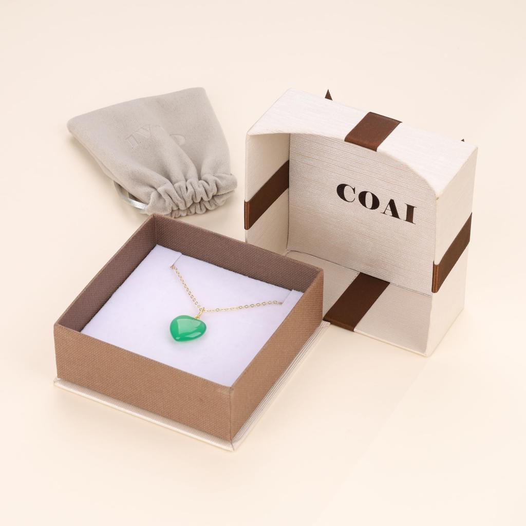 Koai Small Green Agate Heart Healing Power Stone Necklace for Women