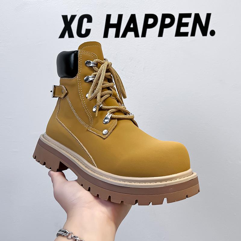 

Мужские туфли Дарт Вейдер популярные рабочие ботинки Мартин 2025 модели осень-зима увеличивающие рост британский стиль кожаные туфли с большой головой 66590-A 38 жёлтый