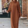 Seasonal Coat Sweater Skirt Over Knee Loose Casual Collar Knitted Dress Vacation Dress