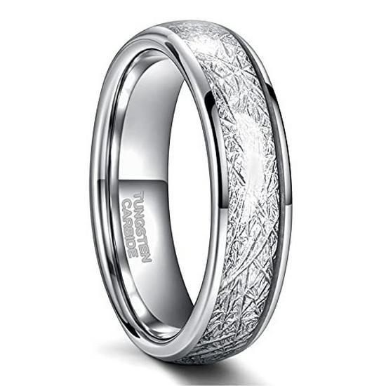 

OULAN Men s Tungsten Steel Meteorite Pattern Ring - European & American Style, 4/6/8mm Wide US Size 8