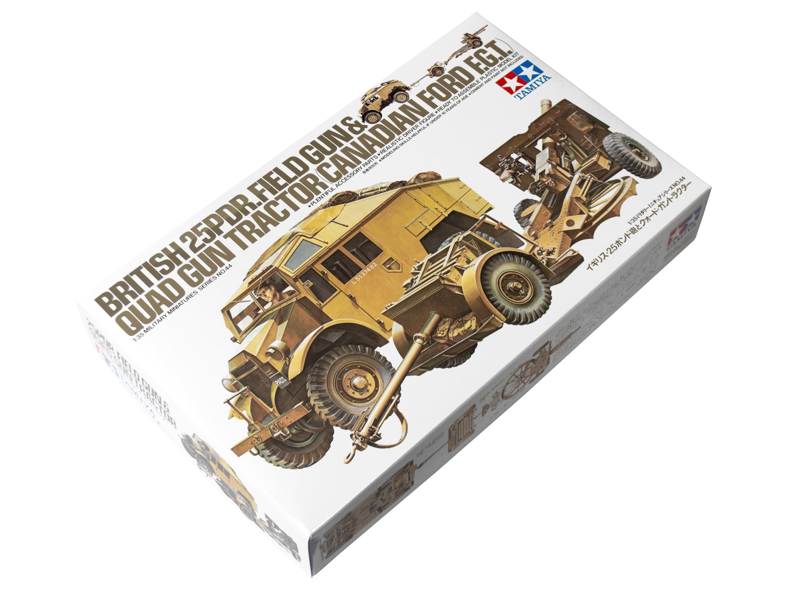 

TAMIYA 1/35 Military Miniature Series No.44 British Army Quad Gun Tractor & 25 Pound Gun Plastic Model 35044