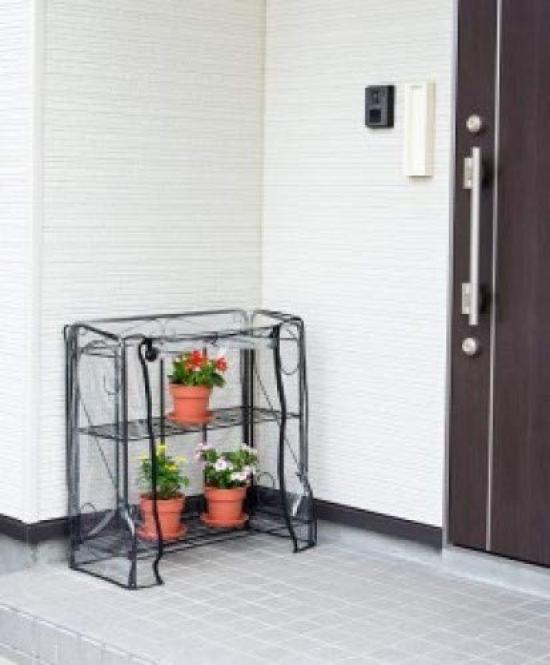 GREEN LIFE Folding Flower Stand Greenhouse Replacement Cover 2 Tier Black KOBO-80