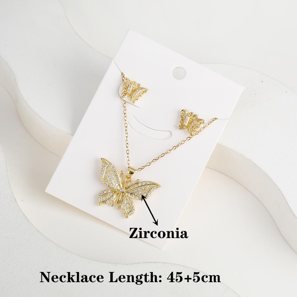 6 Styles New Fashion Zirconia Butterfly Insect Jewelry Set Necklace Earrings Temperament Women Girls Party Jewelry Birthday Gift