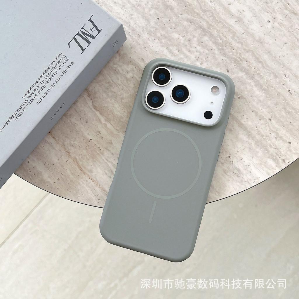 Applicable To iPhone17promax Official Liquid Silicone Magnetic Mobile Phone Case Apple 16 Simple Solid Color 15 Anti-drop