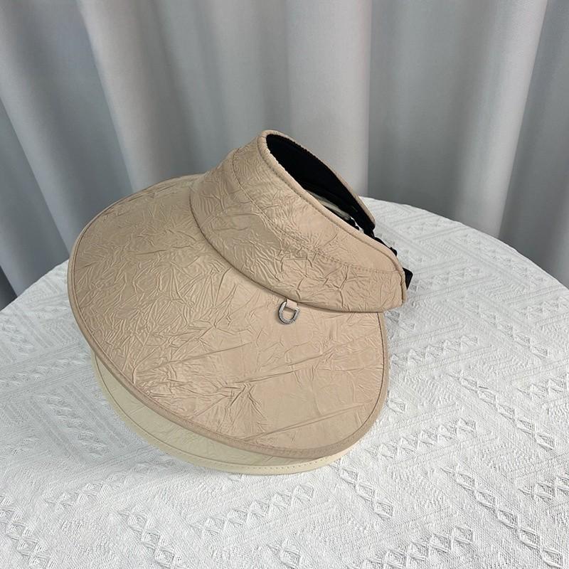 Hollow Top Wrinkled Sun Hat Wide Brim Lightweight Hat Women Travel Accessory