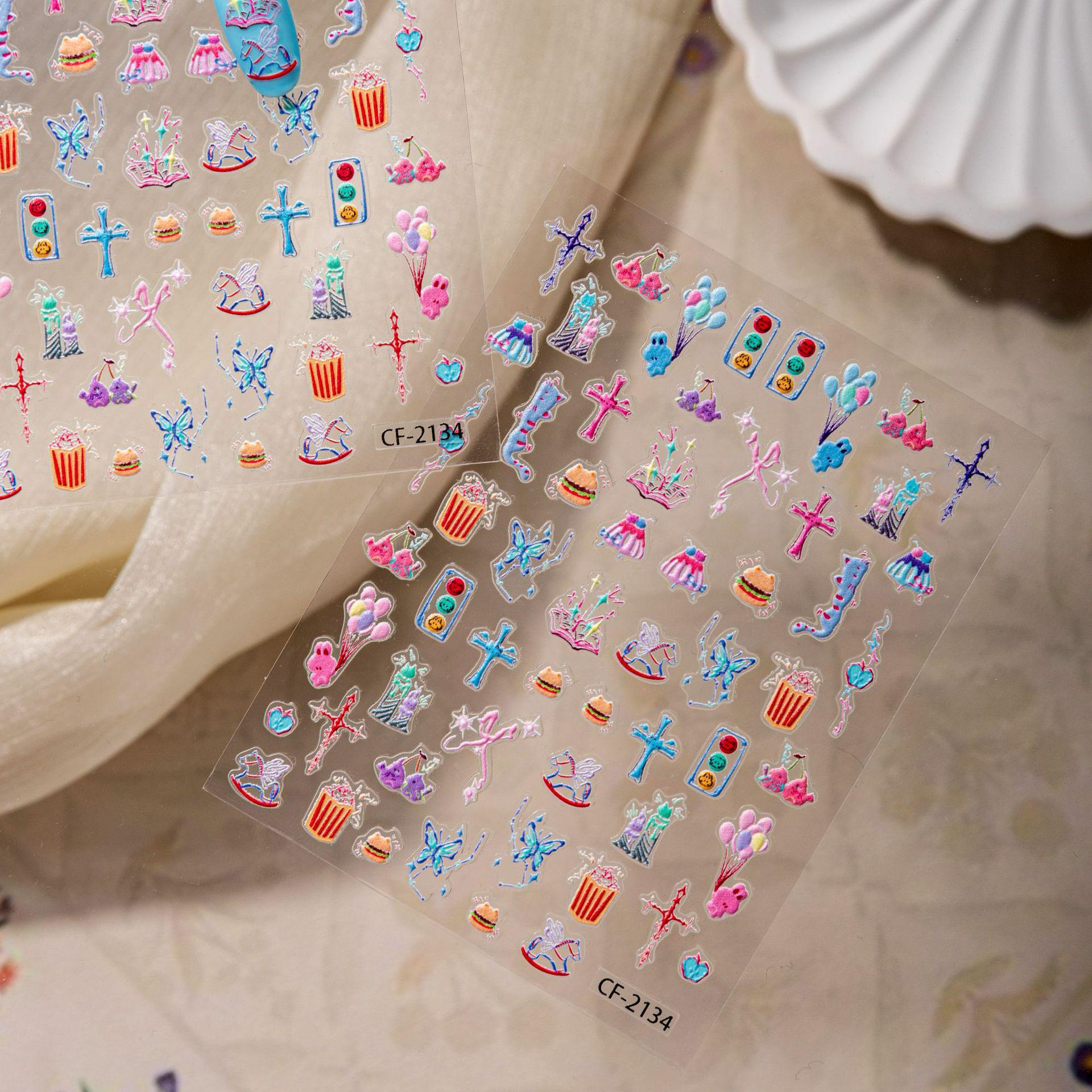 

Romantic Fireworks Butterfly Nail Art Stickers - Cute DIY Water Cup Design Cartoon Tide Play [1 Sheet]