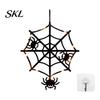 Halloween Home Decorations Pumpkin Hanging Decor, Non-Woven Ghost Ornament with Light String, Spooky Party Door Wall Decor for Scene, Trick