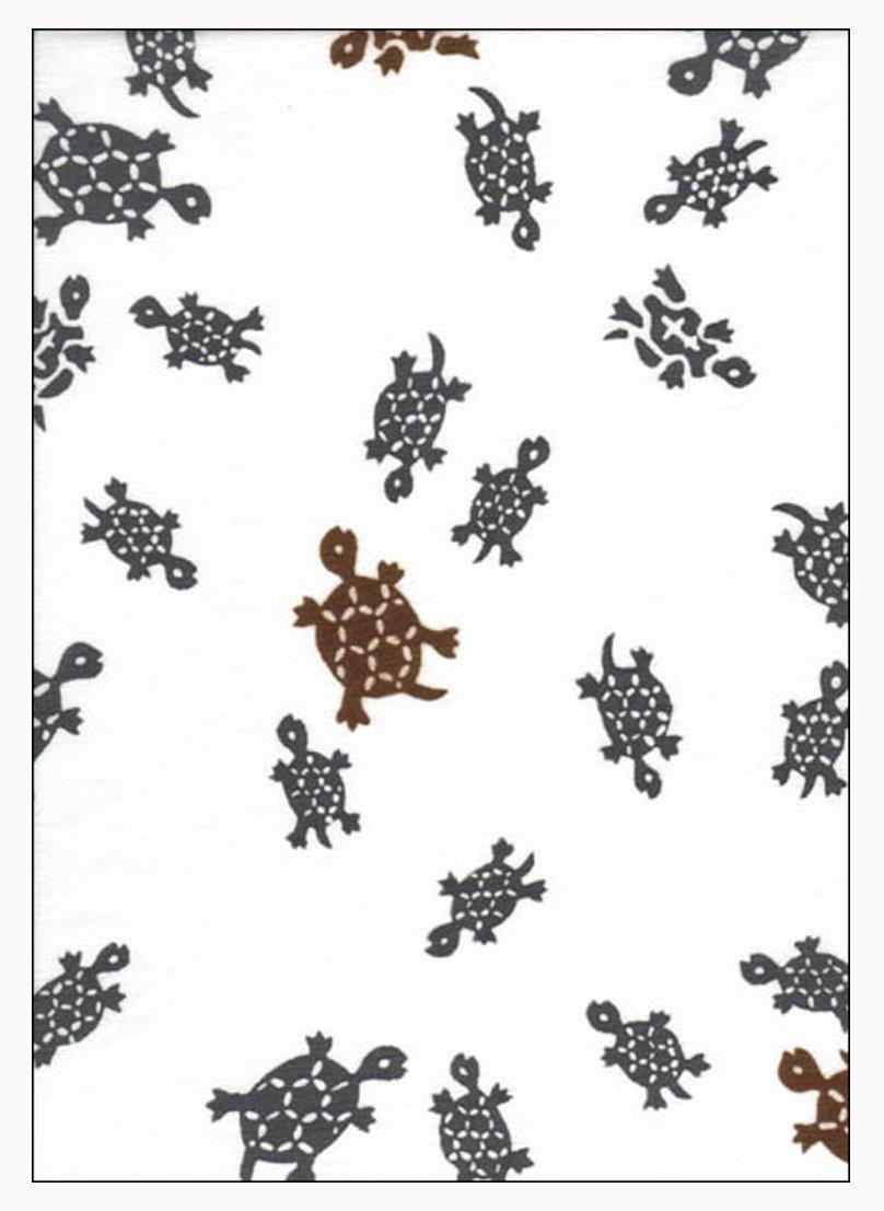 

Тенугуи с рисунком черепахи, окрашенный методом нива-дзоме (полотенце для рук) - Чу-сэн крашение, 100% хлопок, Япония, белый