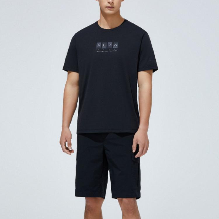 Anta Letter Logo Print Round Neck Short Sleeve T-Shirt Men Tops Basic-Black 152327164-3