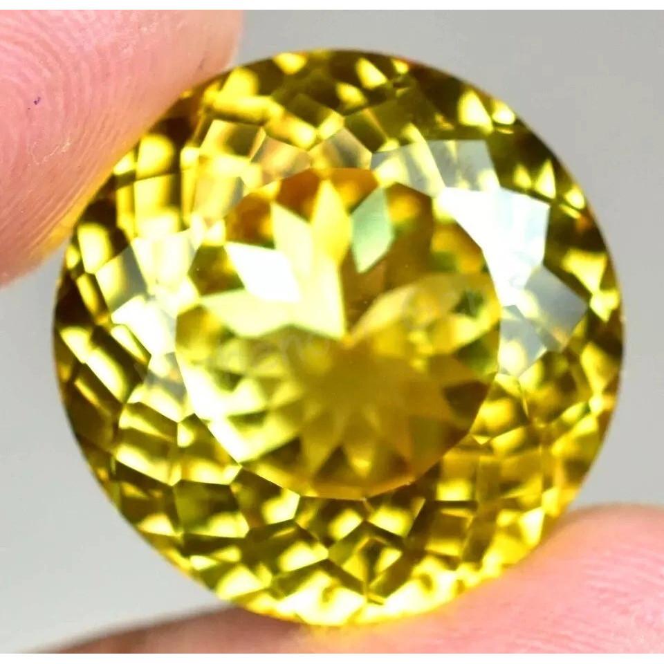 20Ct Natural Ceylon Yellow Sapphire Round CERTIFIED Flawless Loose Gemstone