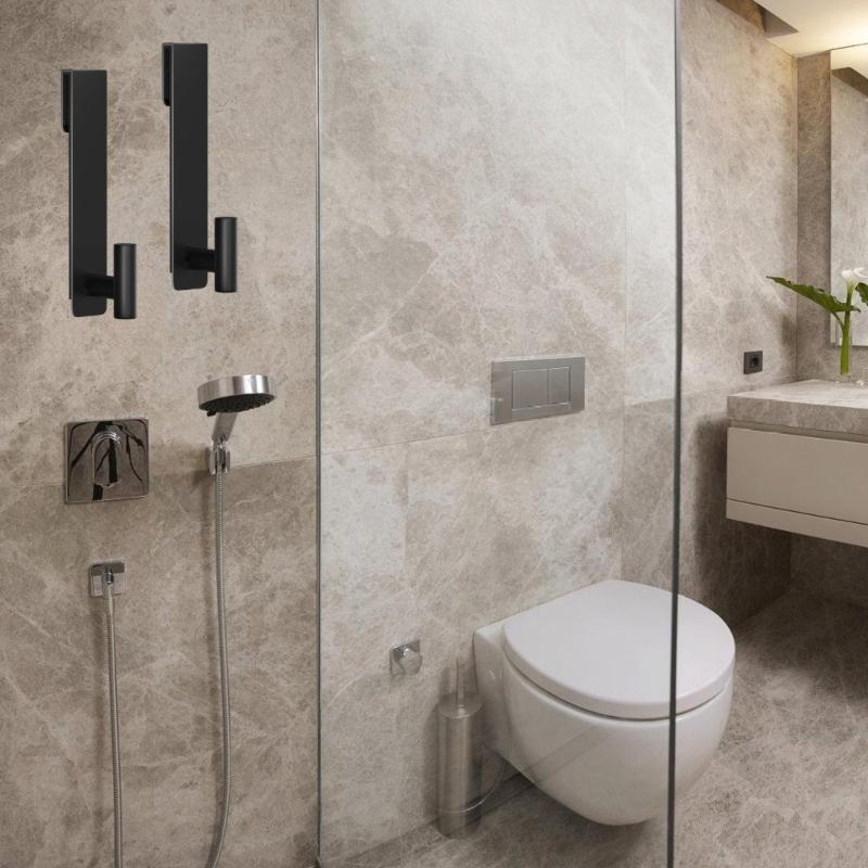 2Pcs Bathroom Hook For Towels And Robes Instants Installation On Glass Door Without Tool Need