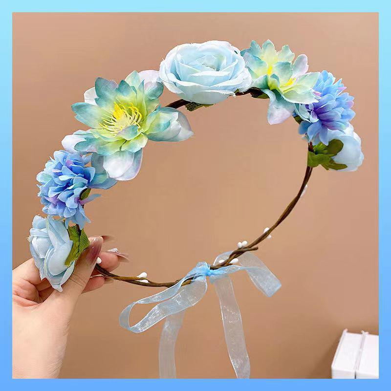 

Головной убор в виде цветочного венка ко Дню учителя: Летний лагерь Украшения для девочки-цветочницы и аксессуары для принцессы на сезон возвращения в школу.