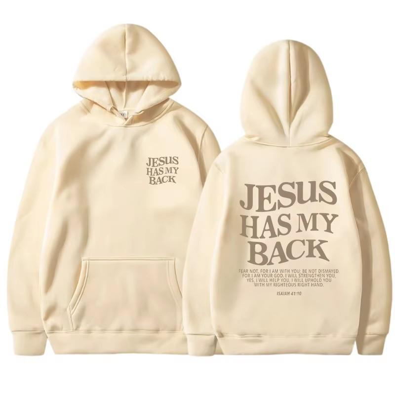 

JESUS ​​HAS MY BACK жіночий багатофункціональний повсякденний одноколірний вільний світшот з капюшоном і принтом спереду та ззаду M хакі
