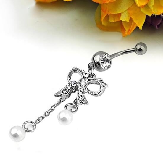 Women Butterfly Dangle Ball Button Barbell Bar Body Piercing Belly Navel Ring