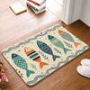 Vibrant Printed Fish Pattern Polyester Doormat Mat for Entryway Beach Nautical Bathroom Decor Waterproof House Mat Rug Idea