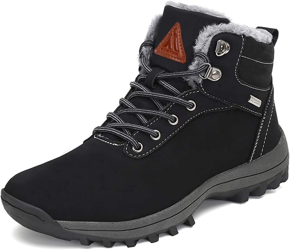 Putu Snow Climbing Cold Weather Outdoor Hiking Size Black High-Top Waterproof, Non-Slip, Fleece-Lined Boots, Unisex, Boots, Abrasion-Resistant,