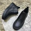 Men's winter English style Chelsea men's boots with fleece insulation high top leather boots cotton boots