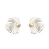 Solid Color Pearl Ear Studs Elegant Flower Earrings Jewelry Fashion Ginkgo Leaf Earrings  Gift