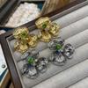Copper Gold-Plated Micro-Inlaid Zircon-Plated 14K Three-Dimensional Flower Stud Earrings Temperament Fashion Earrings Factory