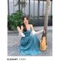 Women's Plus Size Summer A-Line V-Neck Suspender Dress, Chinese Style with Slim Waist and Tube Top Design