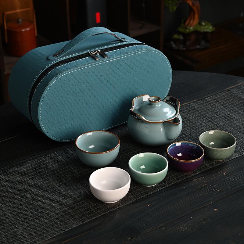 Five Famous Kilns Portable Travel Tea Set, Business Bank Company Event Gifts Can Be Used As Gift Boxes