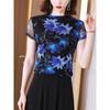 Sommer Neue Mesh T-shirts frauen Kurzarm Slim Fit Blttoming Shirt Mode Gedruckt Outwear Top M-8XL