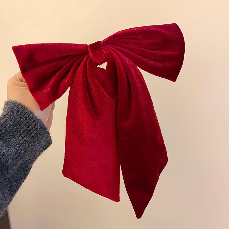 

Flocking Multi-layer Bow Tassel Hairpin Premium Sense Back Head Disc Hair Grab Clip Vintage Hepburn Style Hair Accessories