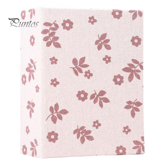 Retro Style Photo Album Mini Printed Fabric Slip-In Album, Portable Floral Print Scrapbook with Transparent Sleeve Pages, Lightweight No Paste Pocket