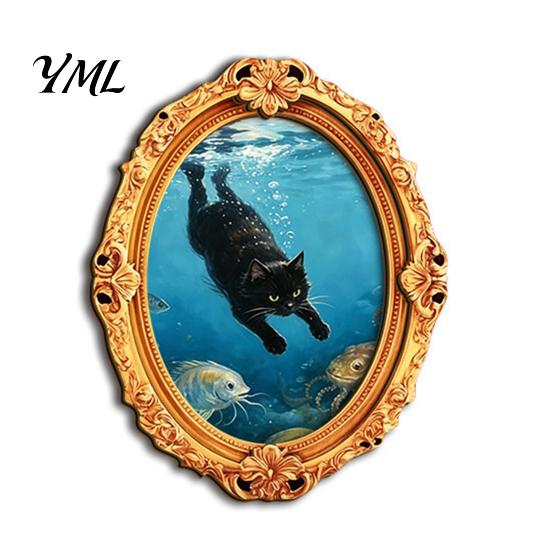 Home Decor Magnet 1/6Pcs Halloween Retro Frame Refrigerator Magnet, Wood Carved Fridge Magnetic Cabinet Whiteboard for Office Kitchen Metal