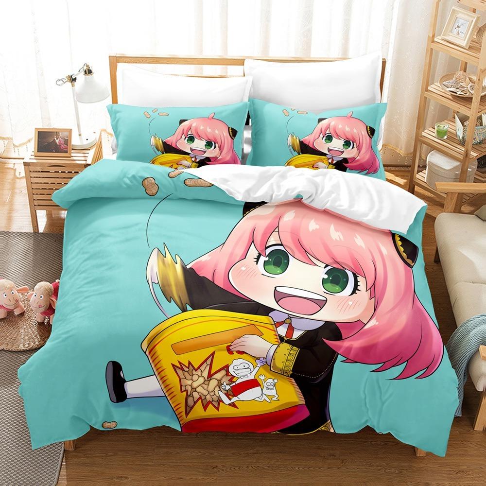 Animation Anya Duvet Cover pillowcase Bedding Bedroom Decoration Children Gift adult Single Double bed Large SizeZip Duvet Cover