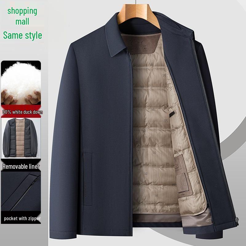 Plus Size Men's Trendy Winter Down Jacket - Thickened Business Mid-Length Coat for Middle-Aged and Elderly Dads
