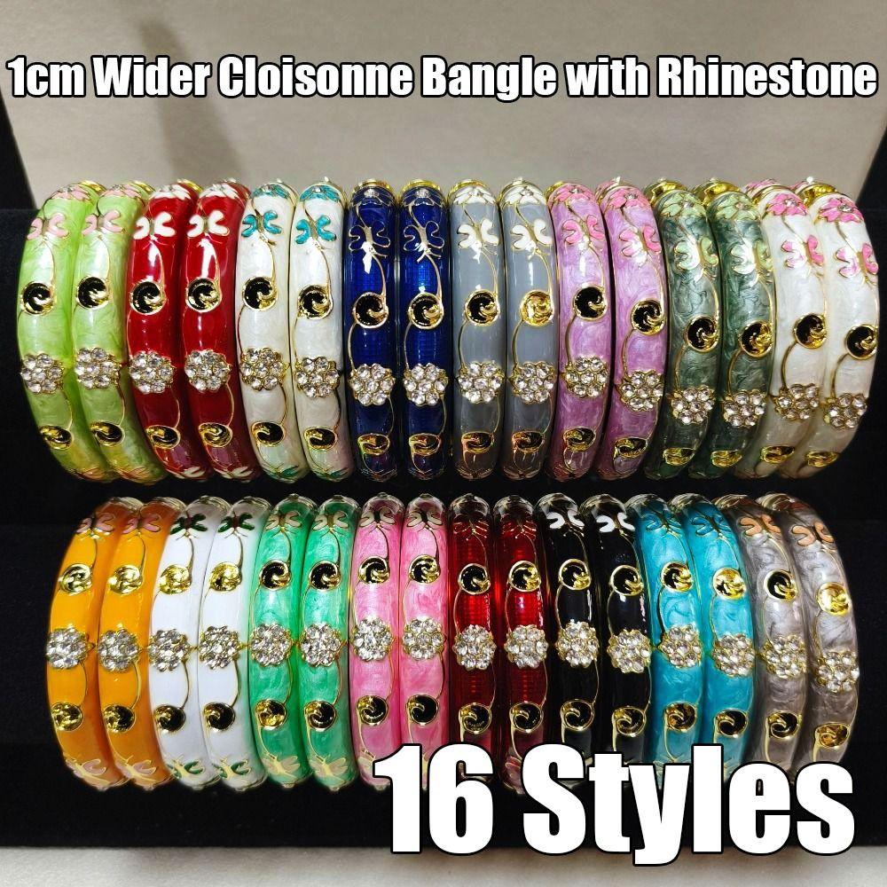 Traditional Enamel Bangle Enamel Rhinestone Encrusted Bangle India Cloisonne Bangle Jewelry Gifts