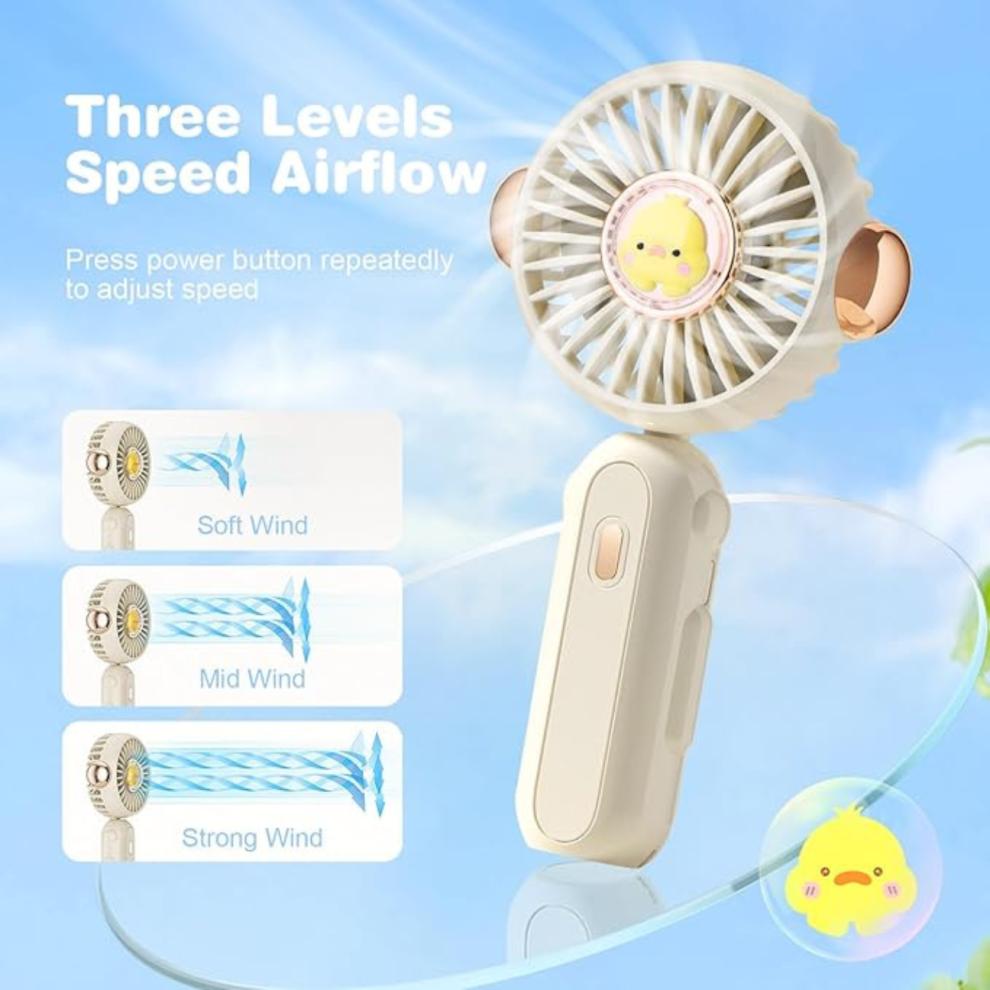 Portable Handheld Fan, Mini USB Hand Fan with 3 Speeds,