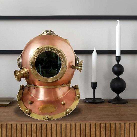 Bronze Mark V US Navy Diving Helmet Replica Deep Sea Diver Helmet Nautical Home Office Decor Unisex Maritime Gift
